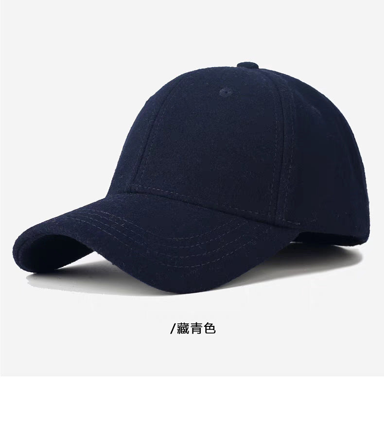 Wholesale Wool Warm Baseball Cap Men's Winter Thickened Cold-proof Grandpa Hat plus size Cap