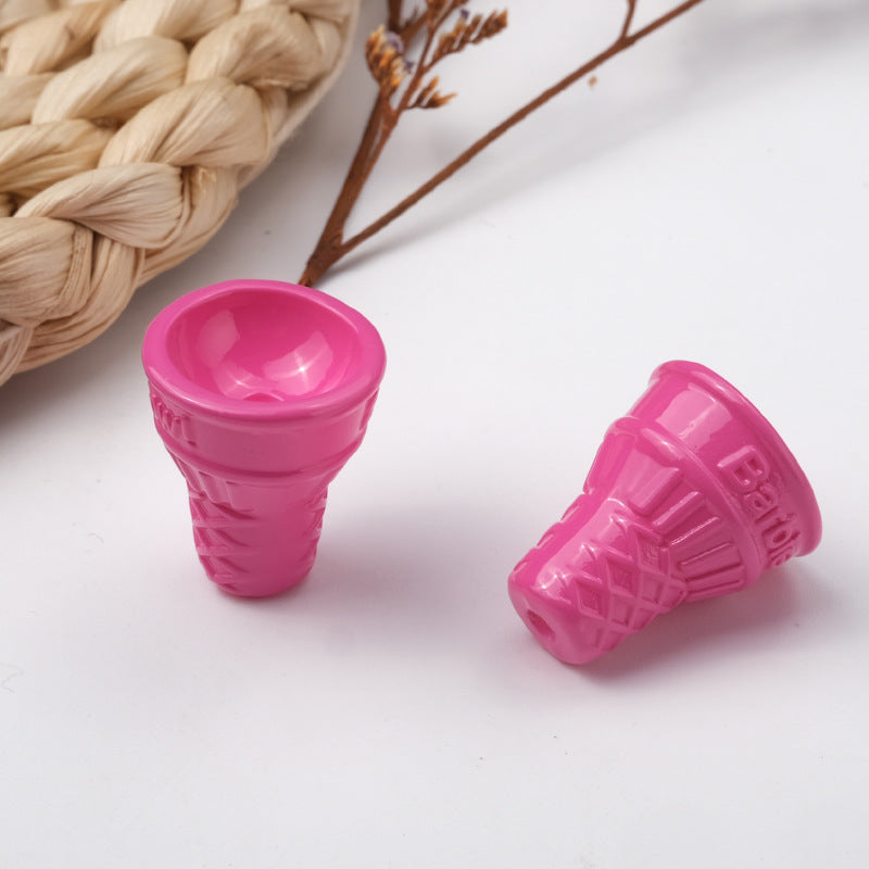 穴あきアクリルビーズ付き100個/パックのカラーコーンベイクドペイントアイスクリームの卸売