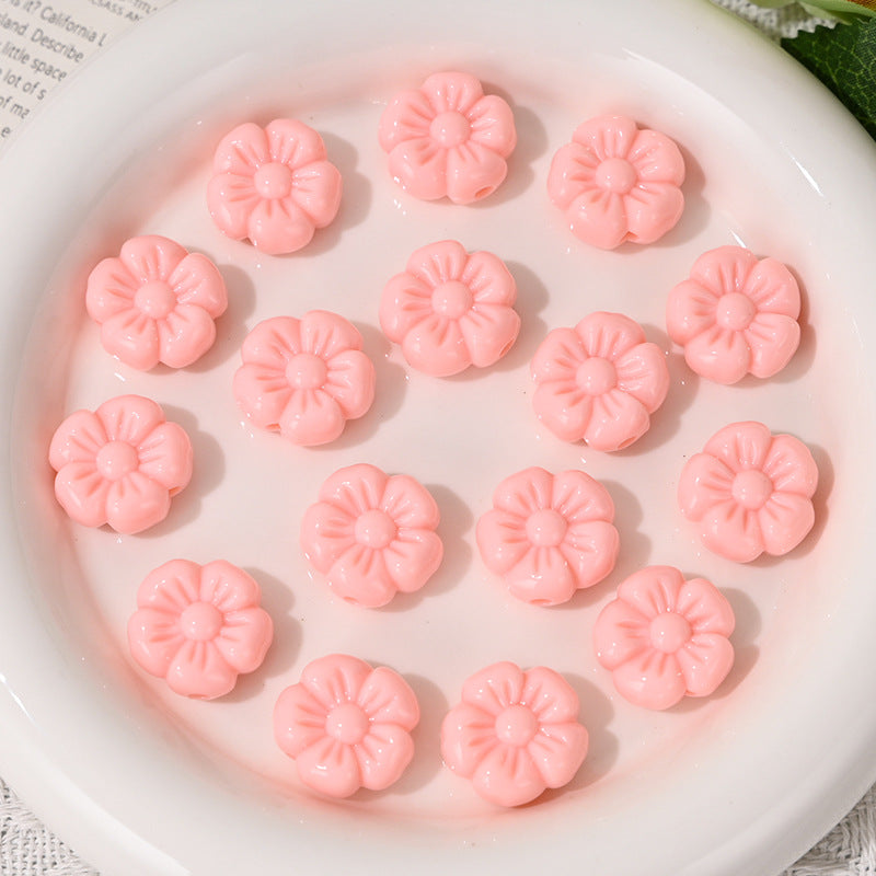 Wholesale 5pcs/pack  Acrylic Cream Candy Color Small Flower Beads  Acrylic Beads