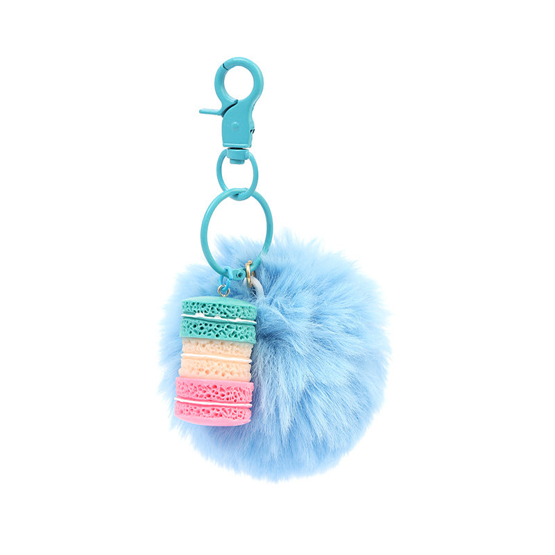Wholesale Colorful cute furry ball plush Metal Keychain