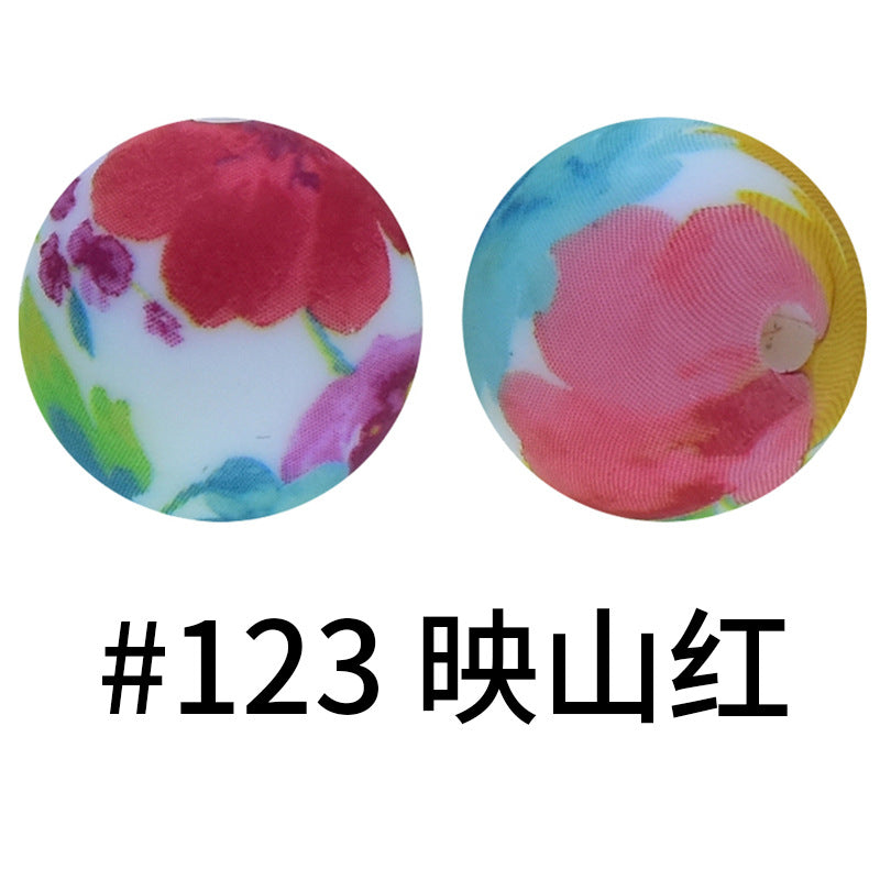 Wholesale 50pcs 16mm Print Silicone Beads Colorful Silicone Water Transfer Beads