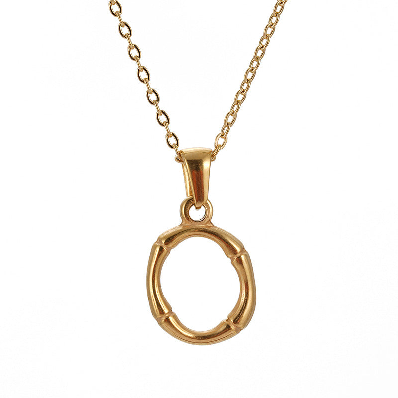 Wholesale Stainless Steel Plated 18K Bamboo Letter Necklace
