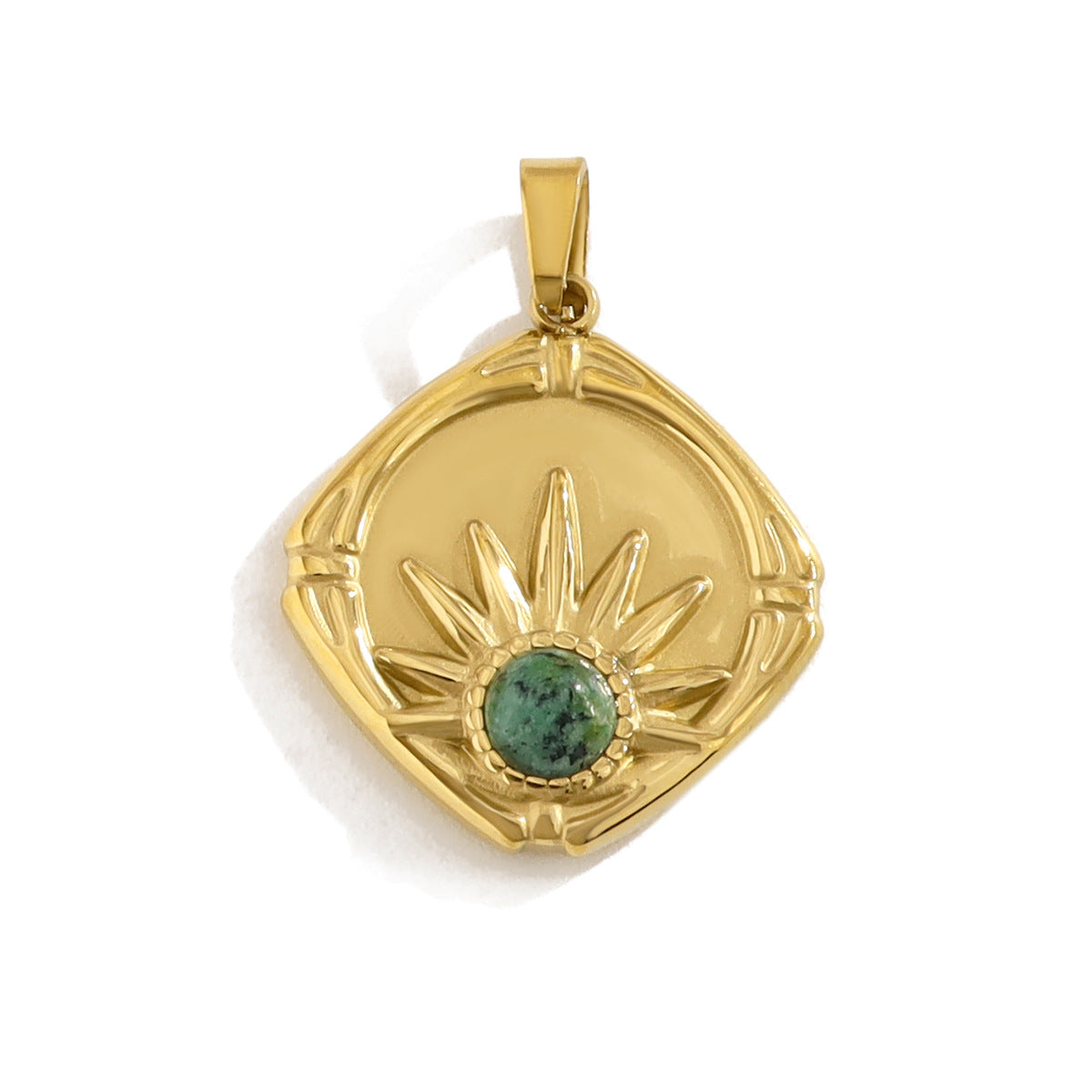 Wholesale colorful natural stone edge DIY titanium steel plated 18K gold accessories