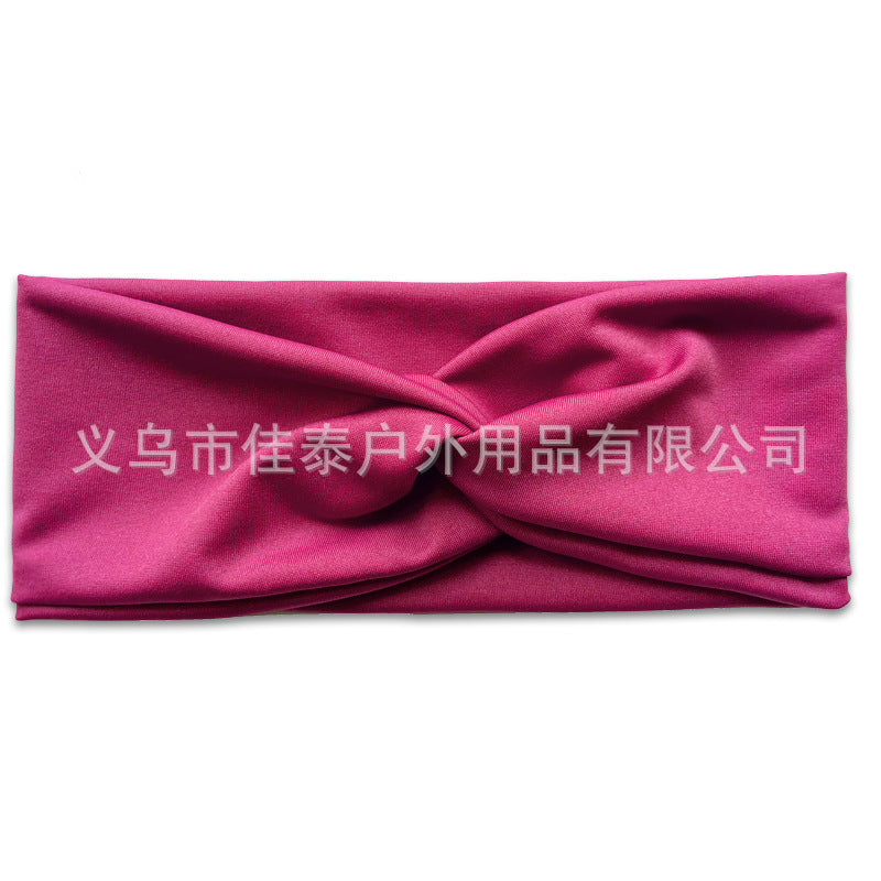 Wholesale Women's Solid Color Cross Hair Band Elastic Wide-brimmed Hair Band Exercise Running Sweat-absorbent Headband
