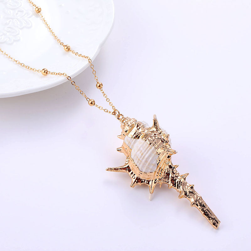 Wholesale Seashell Gold Plated Pendant Alloy Necklaces