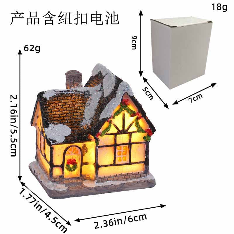 Wholesale Christmas Resin Colored Luminous House Desktop Ornaments