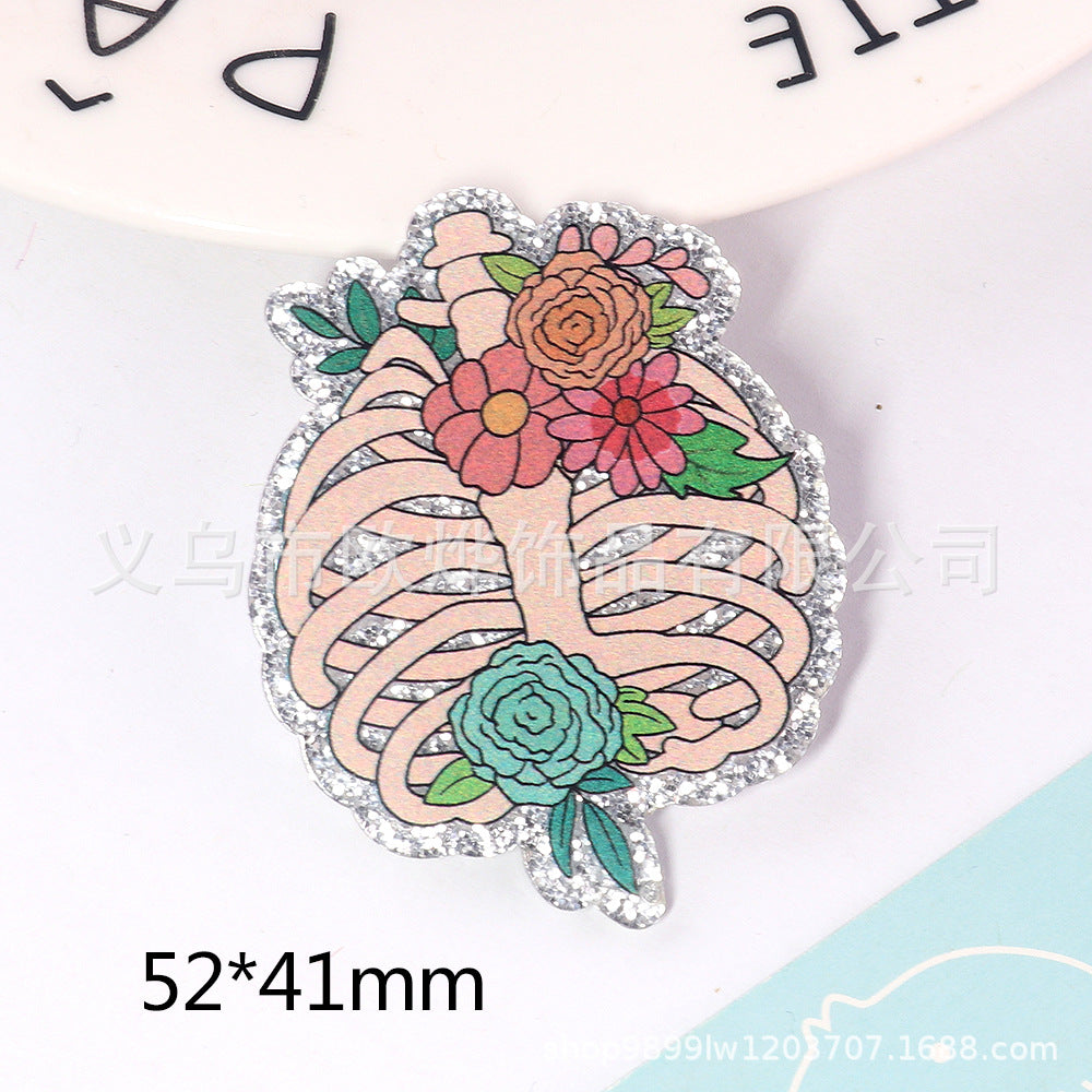 Wholesale New loose powder cartoon letters cute jewelry acrylic pin DIY patch accessories