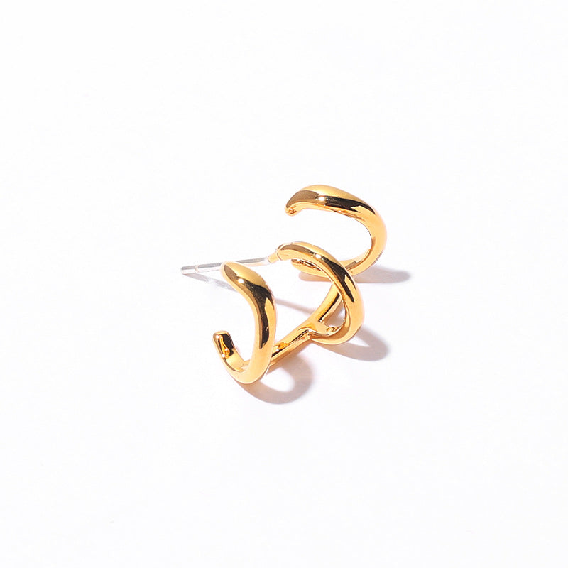 Wholesale All-Match Personalized Overlapped Two-Color Multi-Layer Earrings
