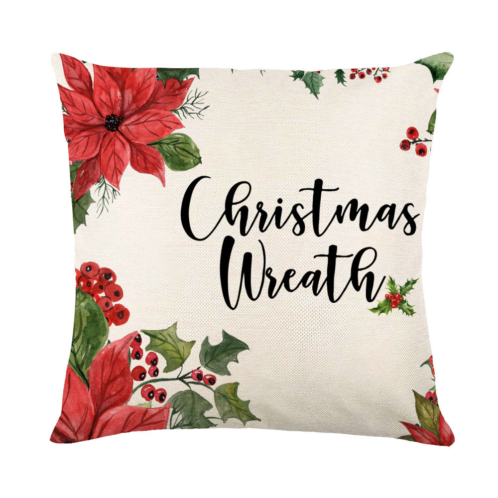 Wholesale Simple Christmas Throw Pillow Cover Letter Decoration Cushion Linen Printing Waist Cushion