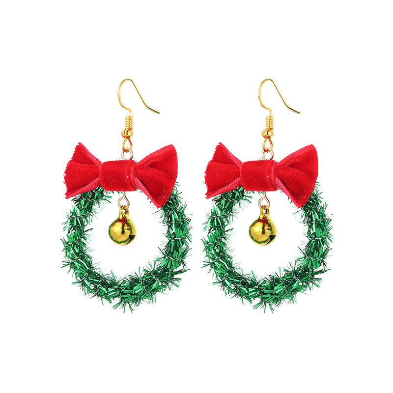 Wholesale Christmas Series Fashion Alloy Christmas Tree Old Man Bell Elk Candy Cane Earrings