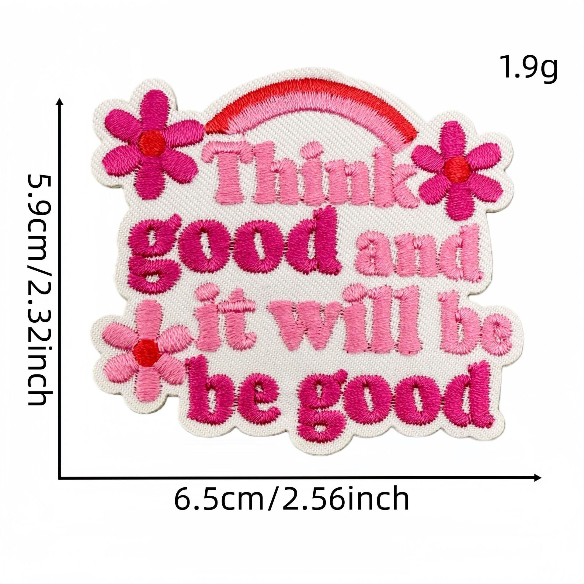 Wholesale Pink English Inspirational Embroidered Patch Cartoon Slogan Decorative Accent For Clothing Bags Home Decor