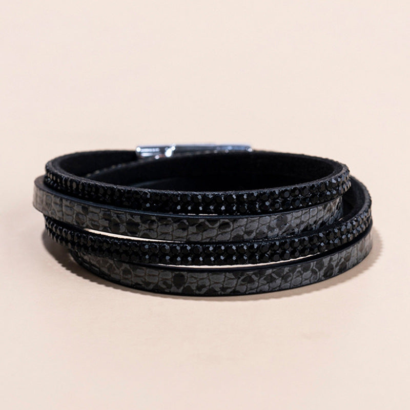 Wholesale Punk style magnetic buckle multi-layer wristband Layered Bracelet Set