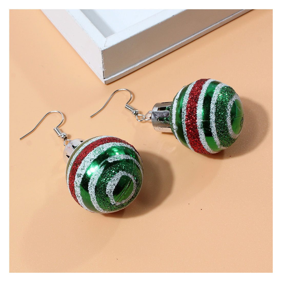 Wholesale Christmas Glitter Electroplated Ball Earrings