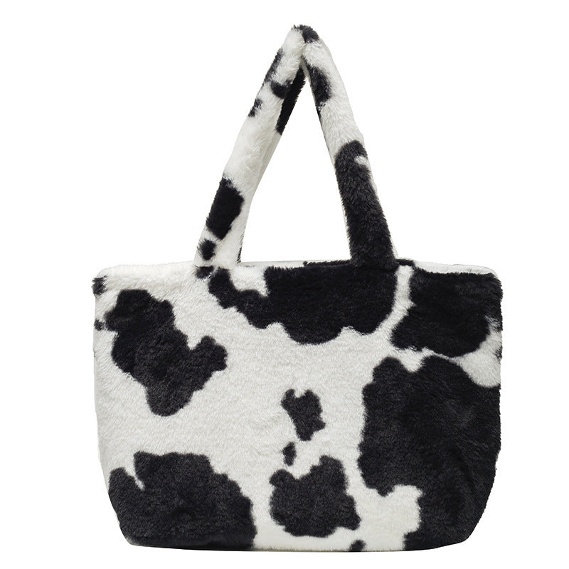 Wholesale Autumn and Winter Cow Pattern Plush Handbags