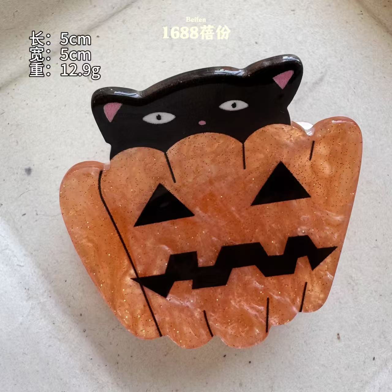 Wholesale  Dark Cartoon Hair Claw Clip Pumpkin Ghost Skull Design PVC Small Hair Accessory For Holiday Party Styling