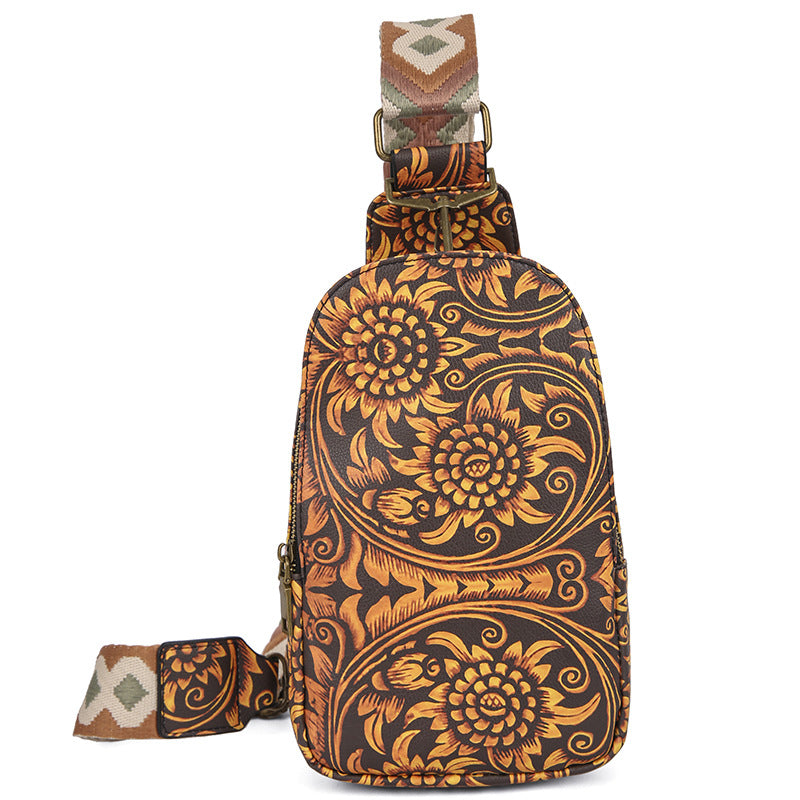 Wholesale Western Style Crossbody Chest Bag Vintage Print Waist Bag