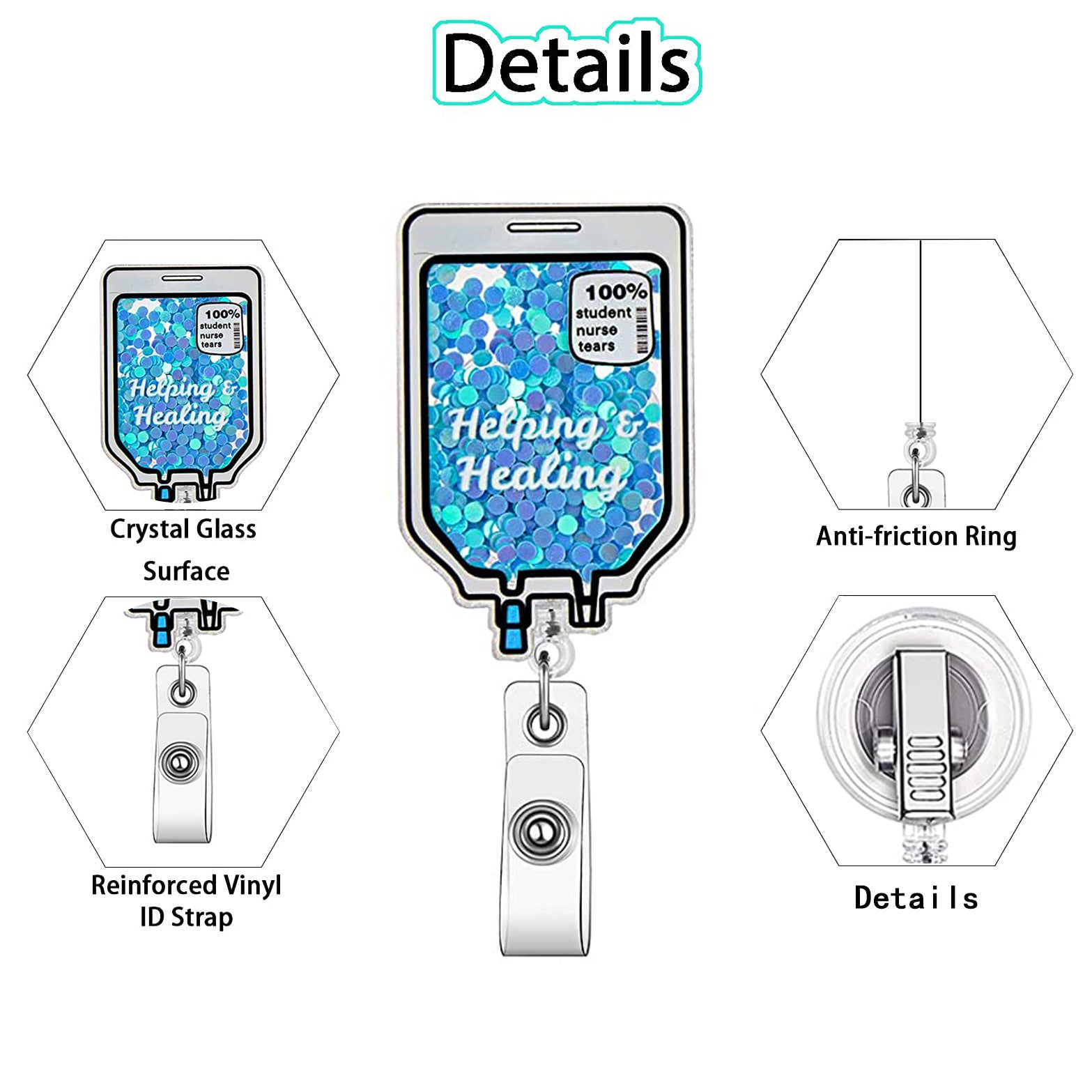 Wholesale Acrylic Glitter Quicksand Doctor Nurse Retractable Keychain