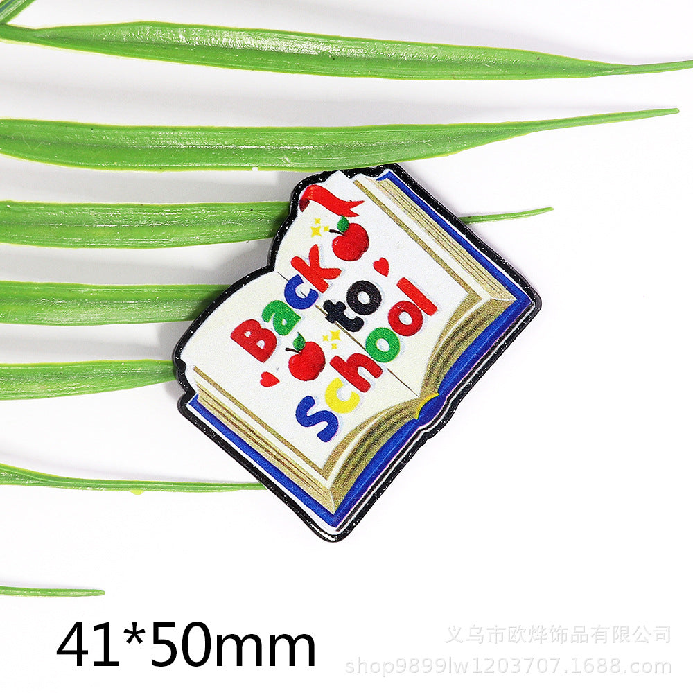 Wholesale 10pcs Loose Powder Cartoon Teacher Stationery Acrylic Pin Cute DIY Patch
