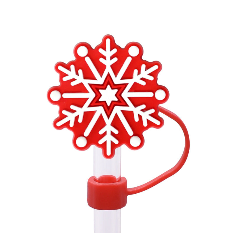 Wholesale Random 100pcs  snowflake  dust plug straw hat creative DIY cup straw accessories