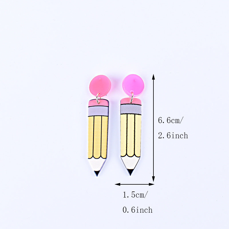 Wholesale Teacher's Day Return Season Rainbow Pencil Acrylic Earrings