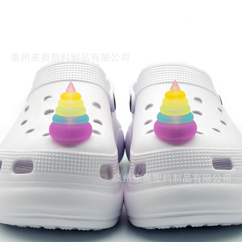 Wholesale 5pcs Unicorn LED flashing cartoon DIY hole shoes accessories shoe buckle