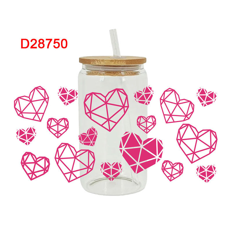 Wholesale Pink Love Valentine's Day Series 16oz Cup UV DTF Wraps