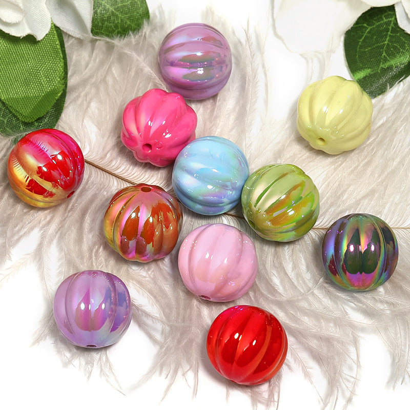 Wholesale 100pcs Marble Solid Pumpkin UV Plated Acrylic DIY Beads