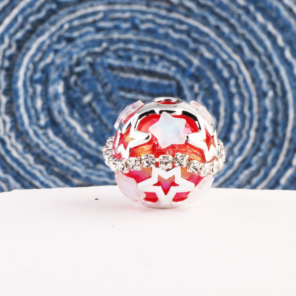 Wholesale 10pcs Starry Sky Round Beads Soft Clay Drill Balls Straight Hole DIY Accessories Beads