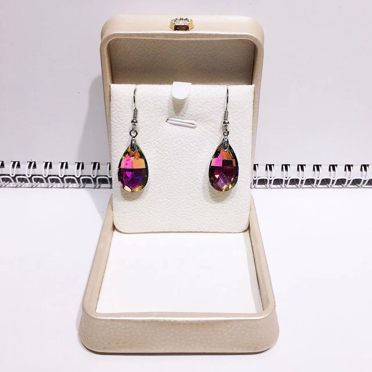 Wholesale crystal glass water drop fashion net red earrings