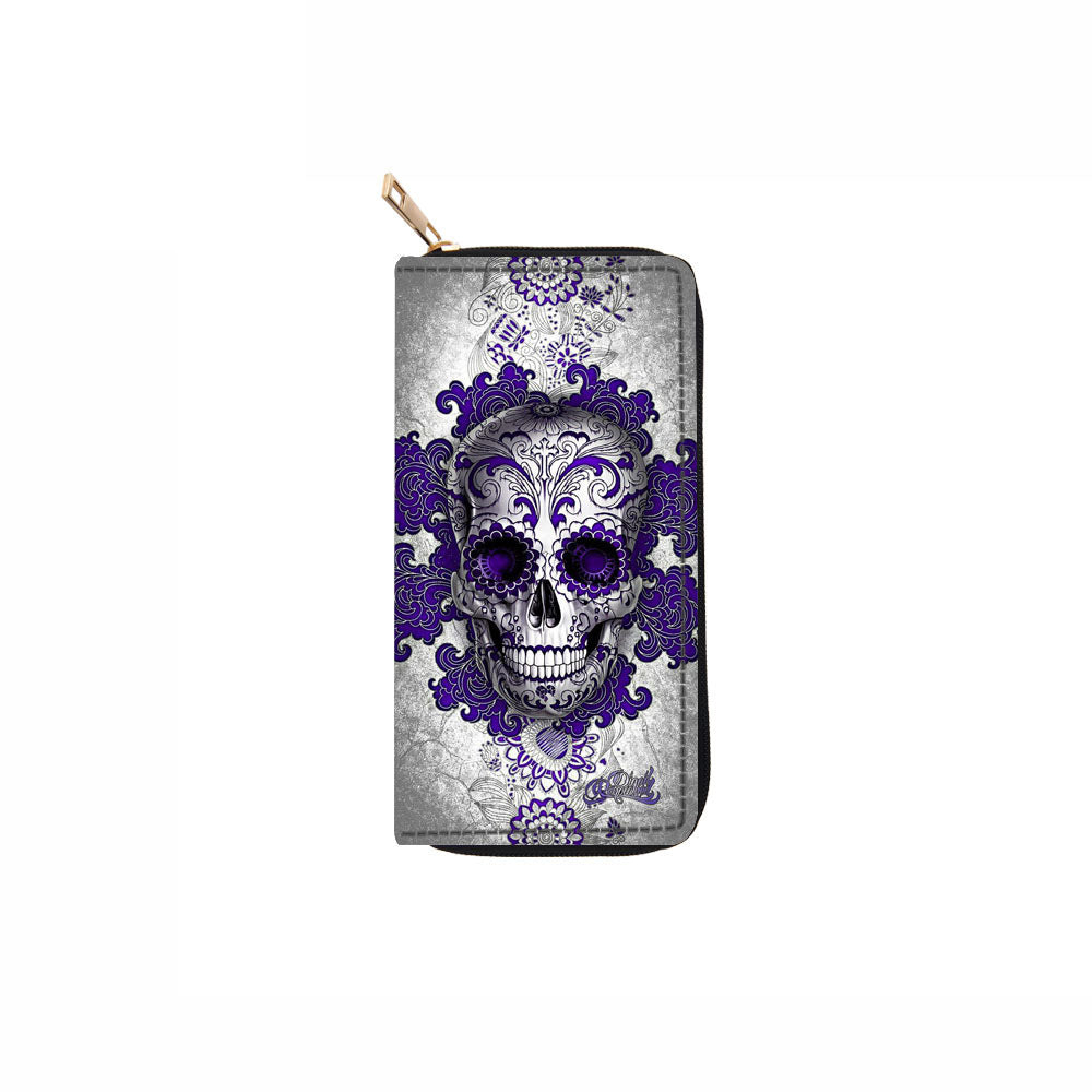 Wholesale Skull PU Long Zipper Wallet Wallet