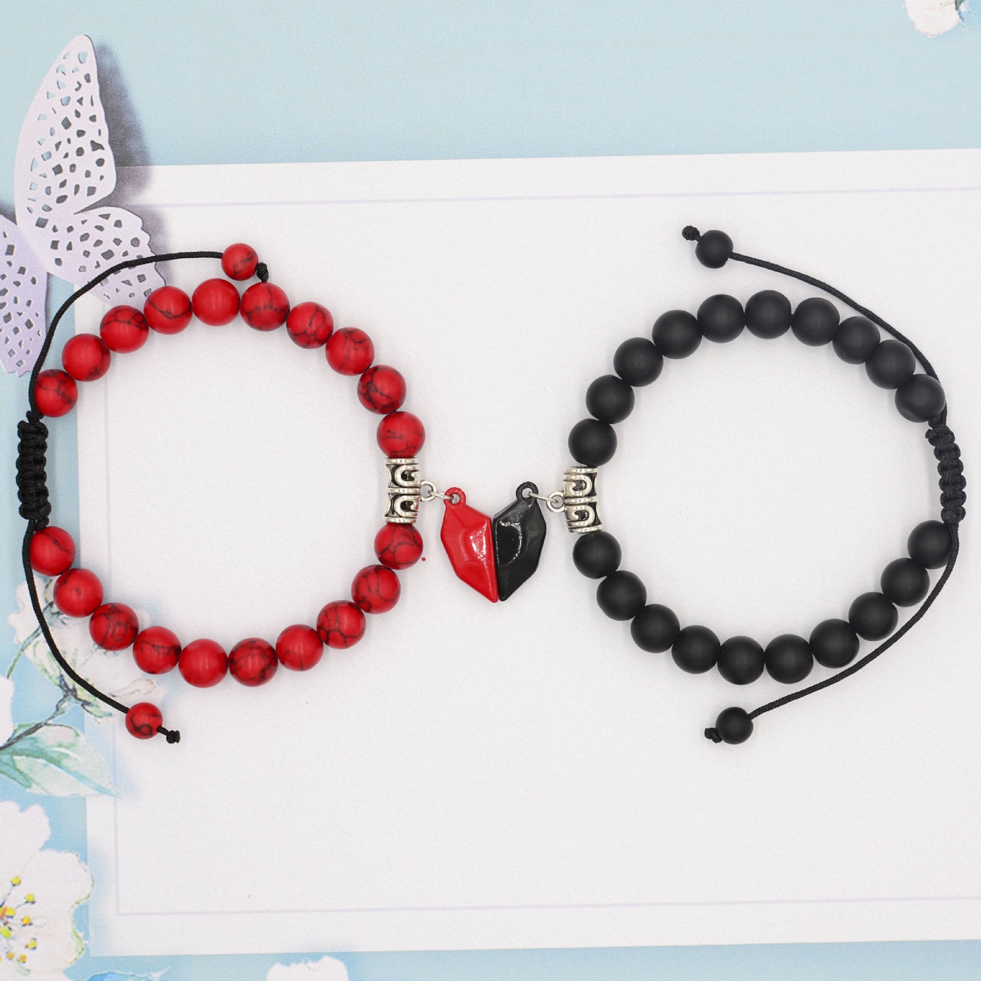 Wholesale Couple Bracelet Suction Stone Pair of Black Red Rope Love Bracelet
