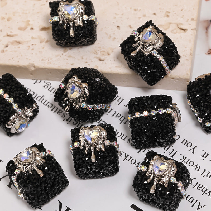 Wholesale 5pcs soft candy chain with rhinestone balls and square through-hole beads