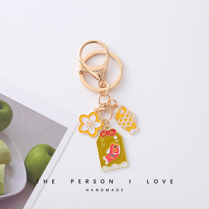 Wholesale Sakura Lucky Car Alloy Oil Dripping Keychain Pendant