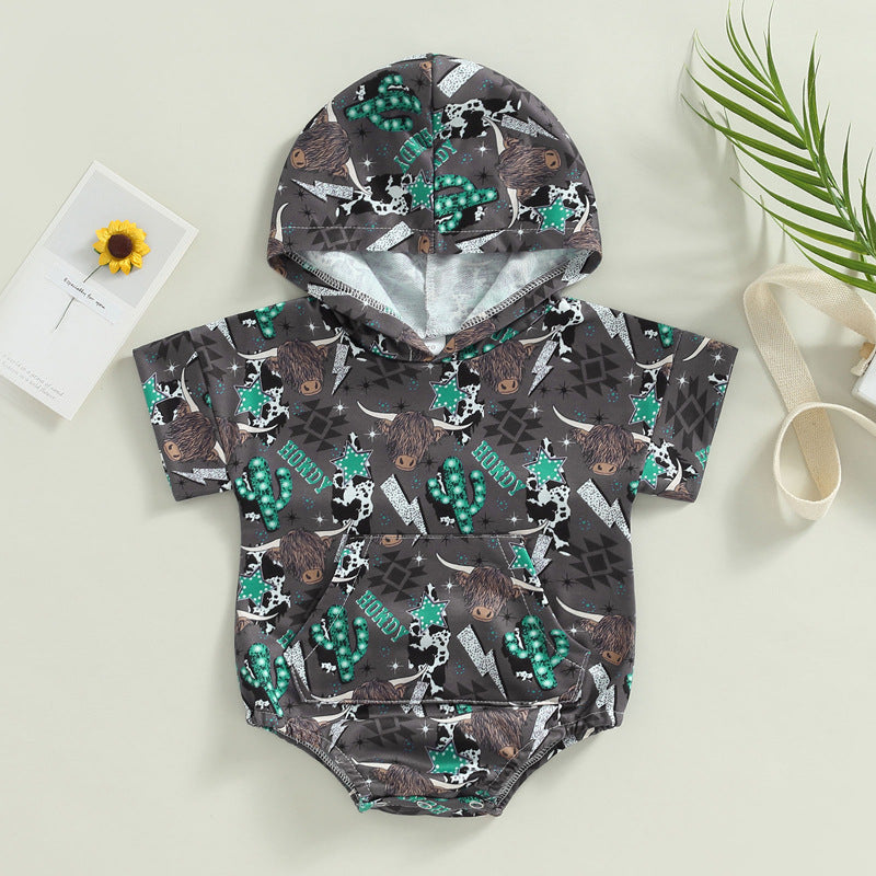 Algodón al por mayor 2023 Nuevo Aztec Western Cowboy Style Howdy Kids Onesies