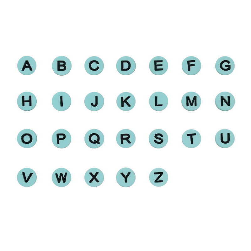 Wholesale 100pcs/pack Horizontal hole 26 letters bracelet silicone flat beads