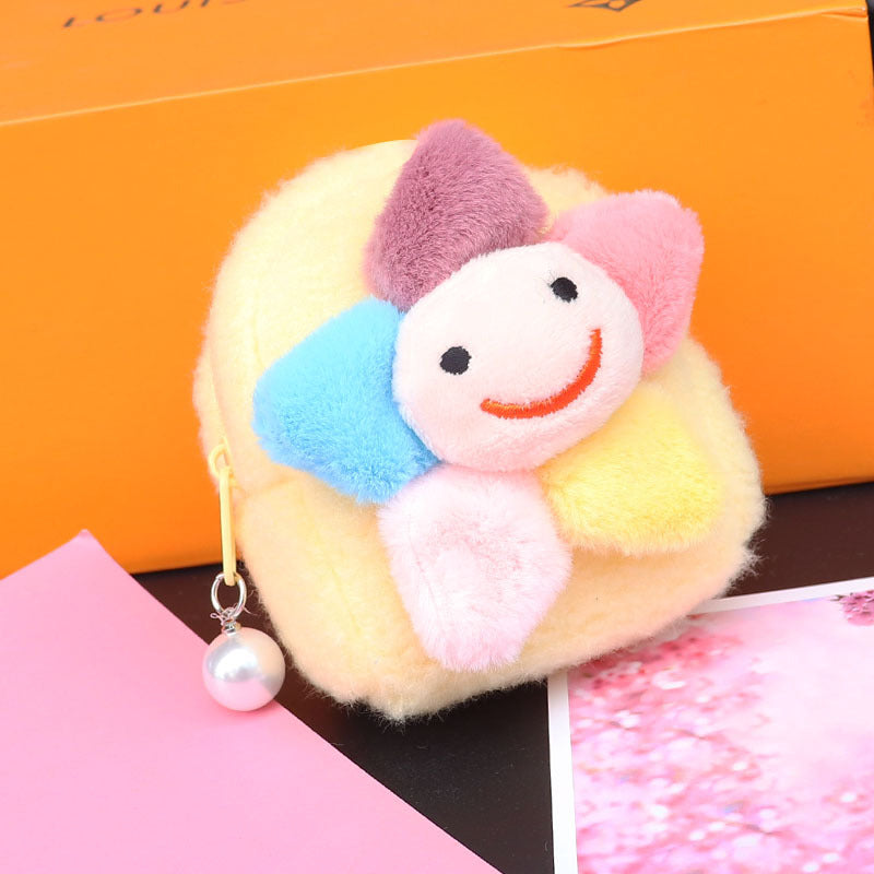 Wholesale New Solid Color Smiley Face Cartoon Plush Flower Coin Purse