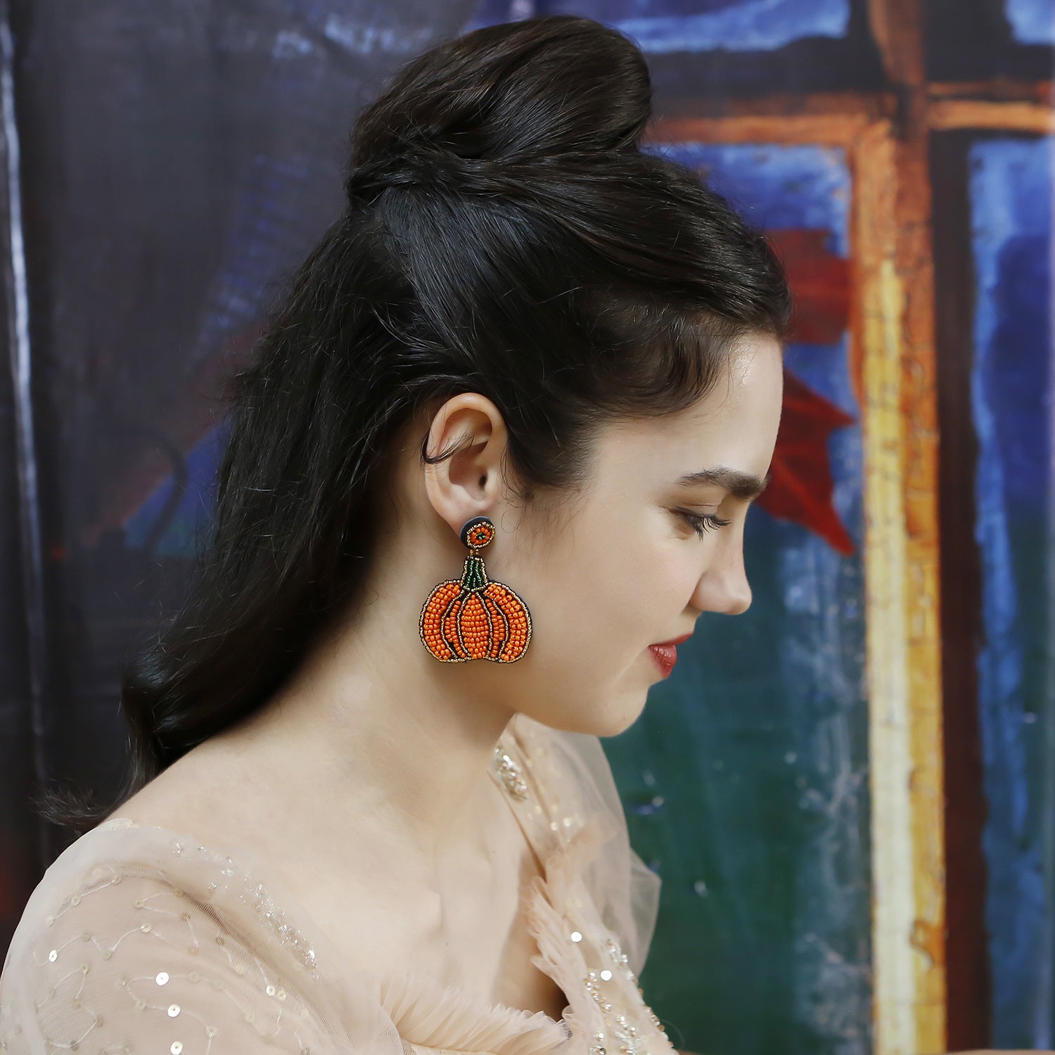 Wholesale Niche Retro Pumpkin Beads Earrings