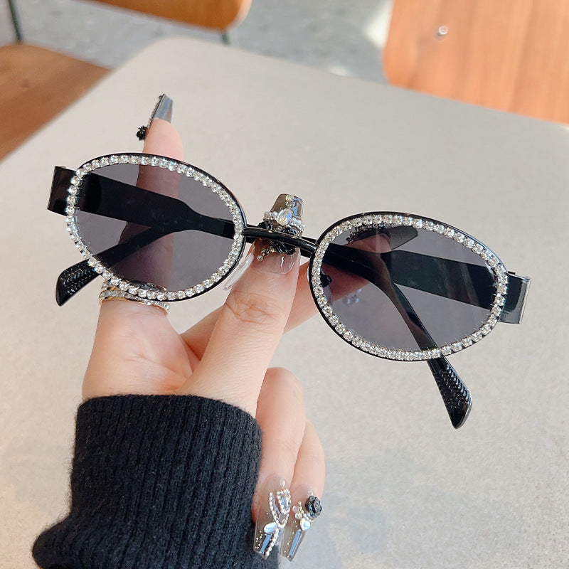 Wholesale Oval metal and diamond vintage sunglasses