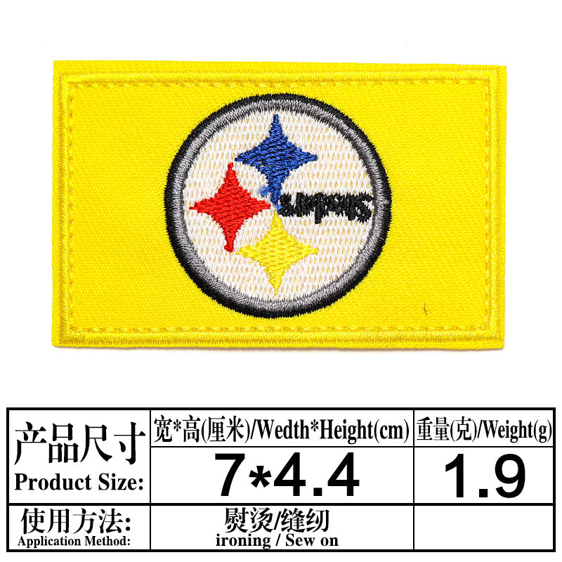Wholesale Twill Embroidered Patch Team Badge Rectangular Decorative Accent For Bags Clothing Towels