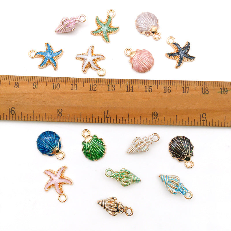 Wholesale Alloy Drip Oil Ocean Starfish Shell Pendant DIY Necklace Pendant Accessories