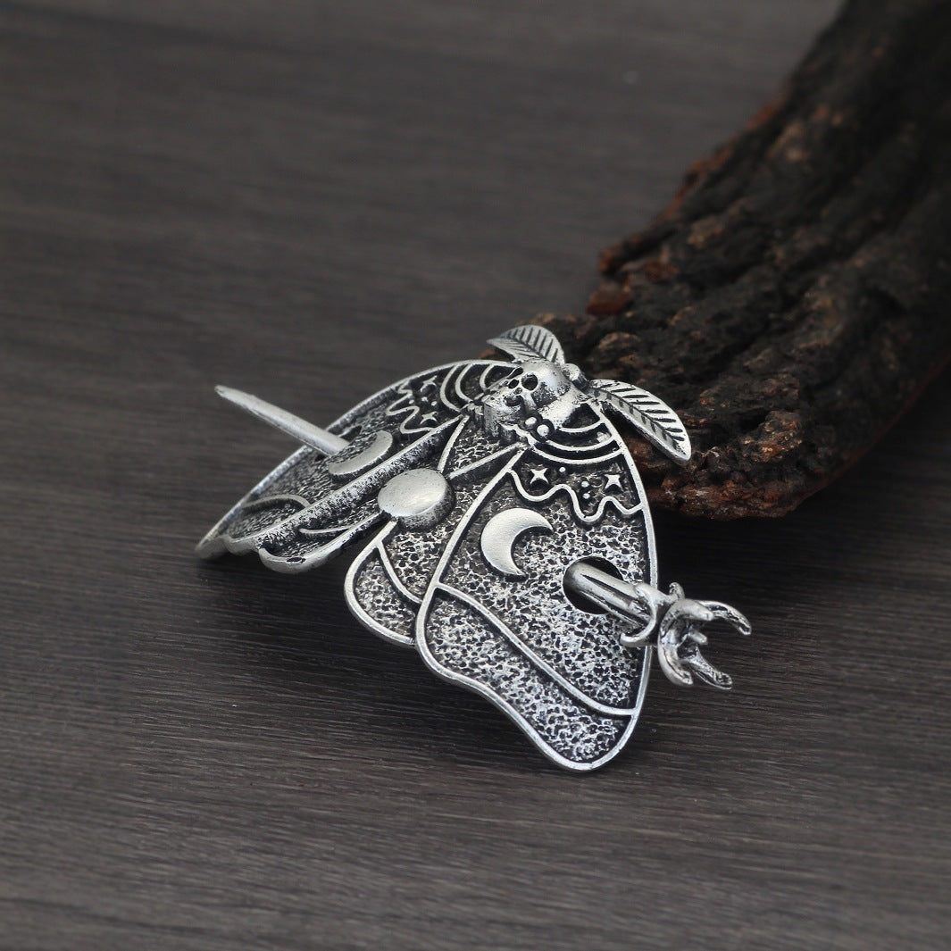 Wholesale Retro style moth sun and moon carved pattern hairpin jewelry Gothic punk