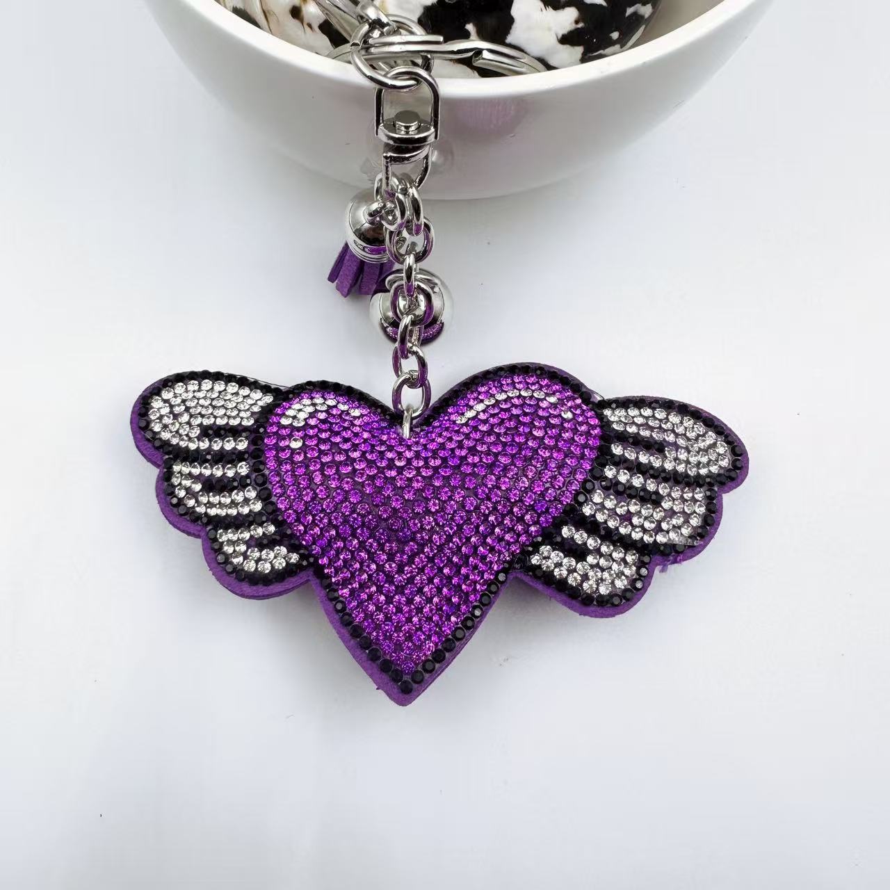 Wholesale 6pcs Creative Diamond-Encrusted Heart Keychain