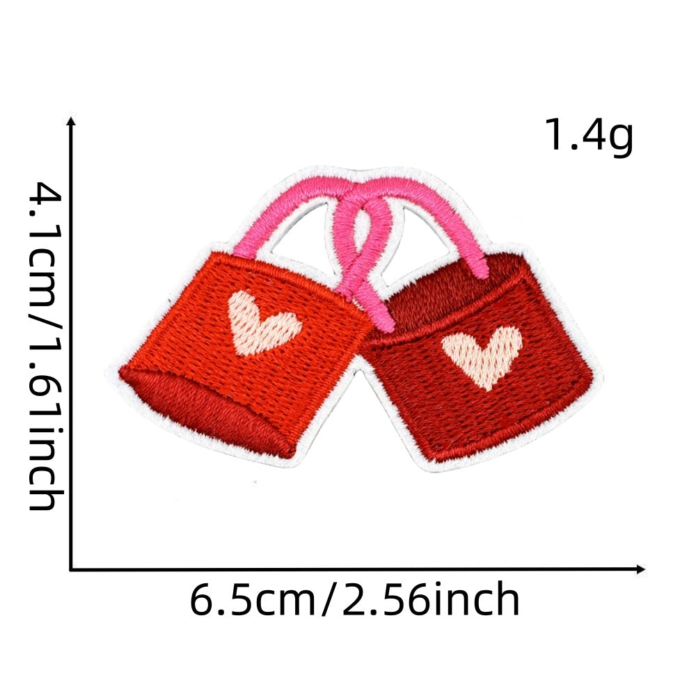 Wholesale Embroidered Iron On Patch Pink Valentine Hearts Cute Bear Design Wedding Scrapbook Decor Fashion DIY Accessory
