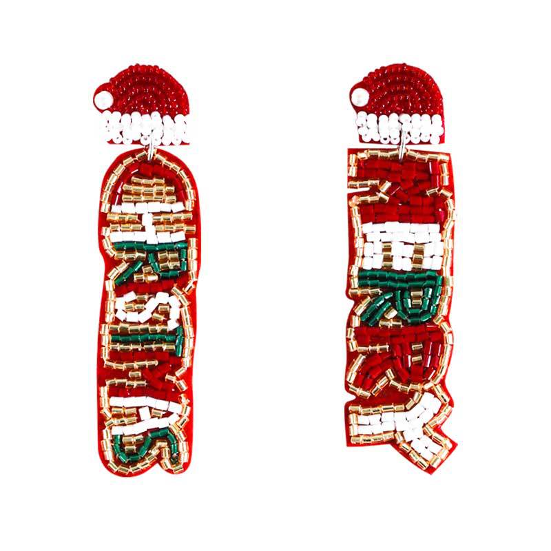 Wholesale Christmas Tree Snowflake Handmade Resin Rice Ball Earrings