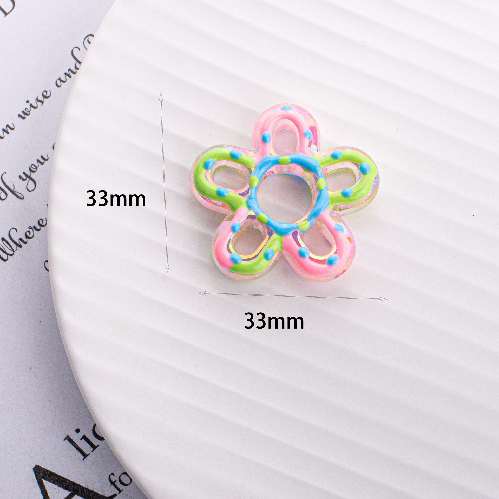 Wholesale Hollow Big Flower Color Hand-painted Acrylic Vertical Hole DIY Bracelet Bag Chain Car Hanging Accessories
