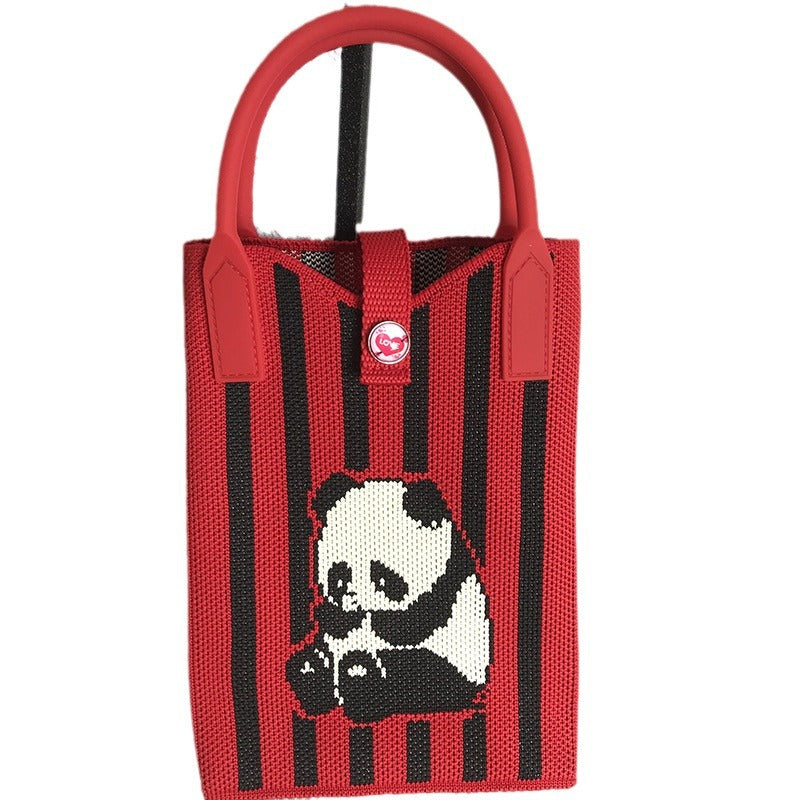 Wholesale Panda Shoulder Crossbody Hand-held Knitted Bag