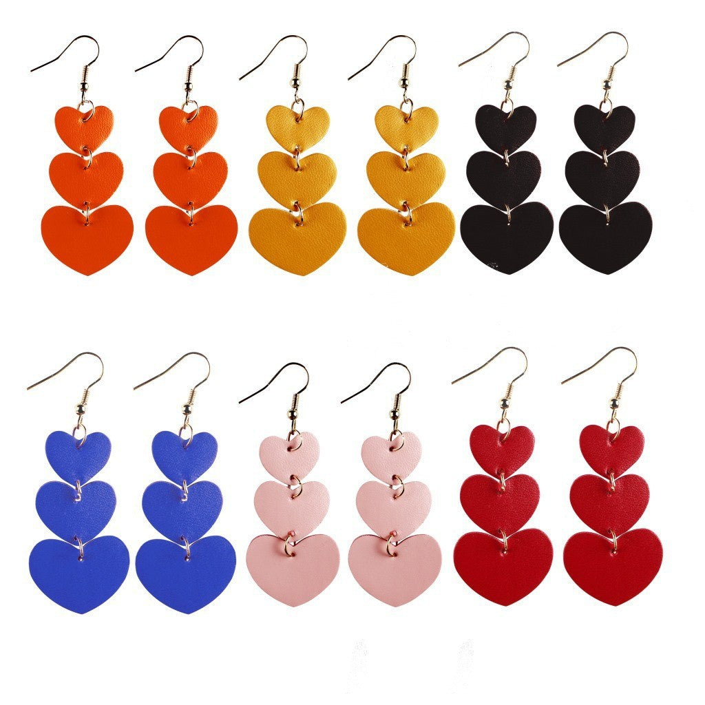 Wholesale Valentine' s Day Sparkling Three Series Heart shaped Acrylic Earrings