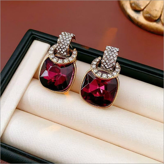 Wholesale New Chinese Style Red Heart Earrings Vintage Elegant Qipao Match Zinc Alloy Fashion Accessory