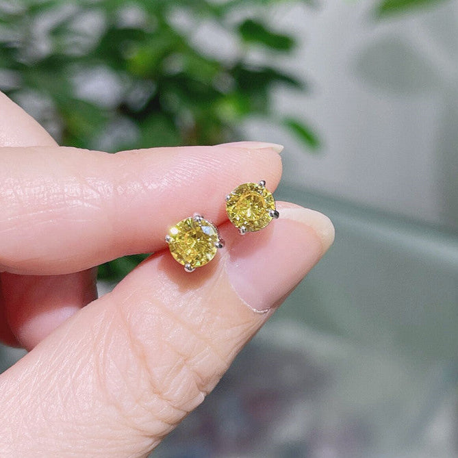 Wholesale Colored zircon four  prong stud earrings