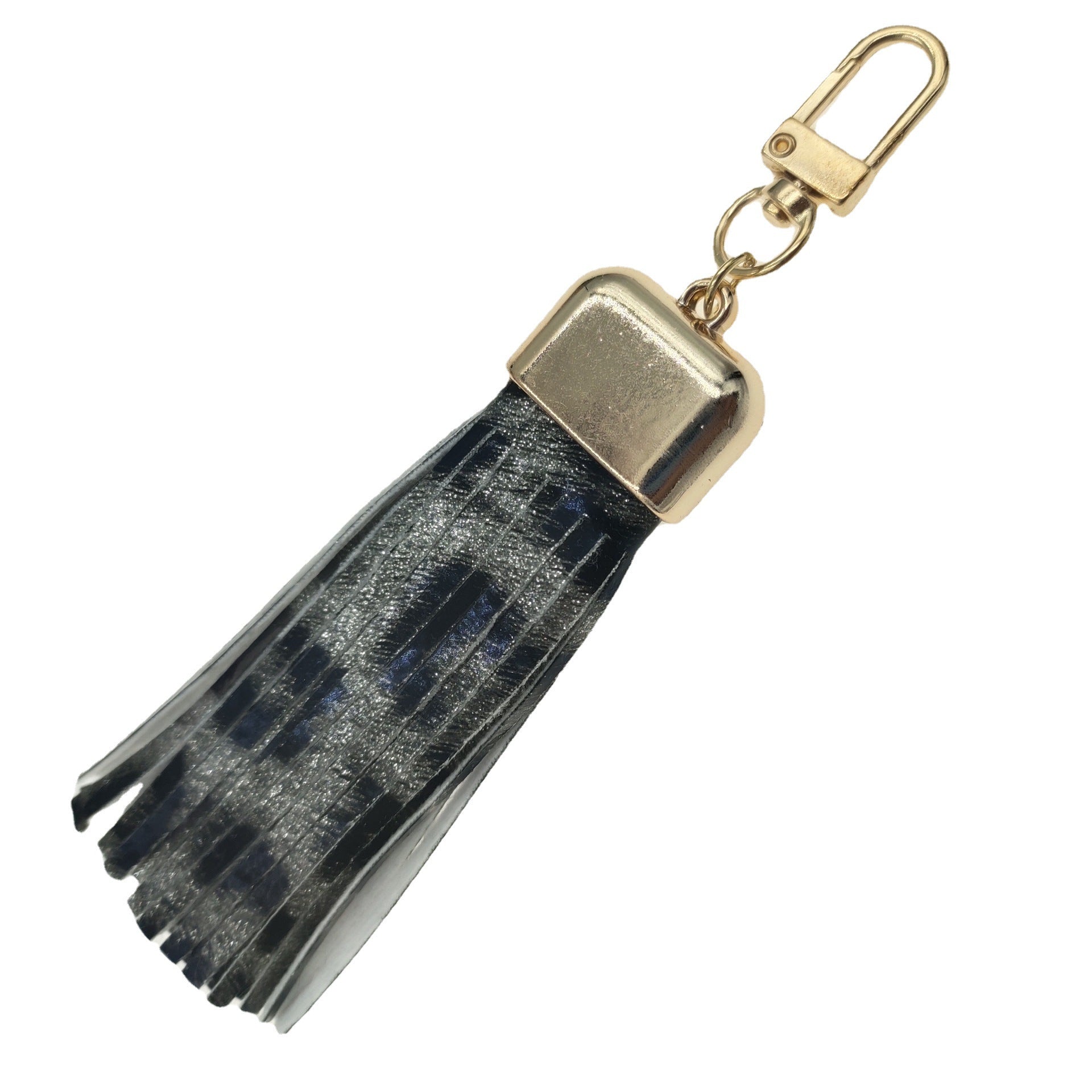 Wholesale Leopard Flower Leather Tassel Keychain